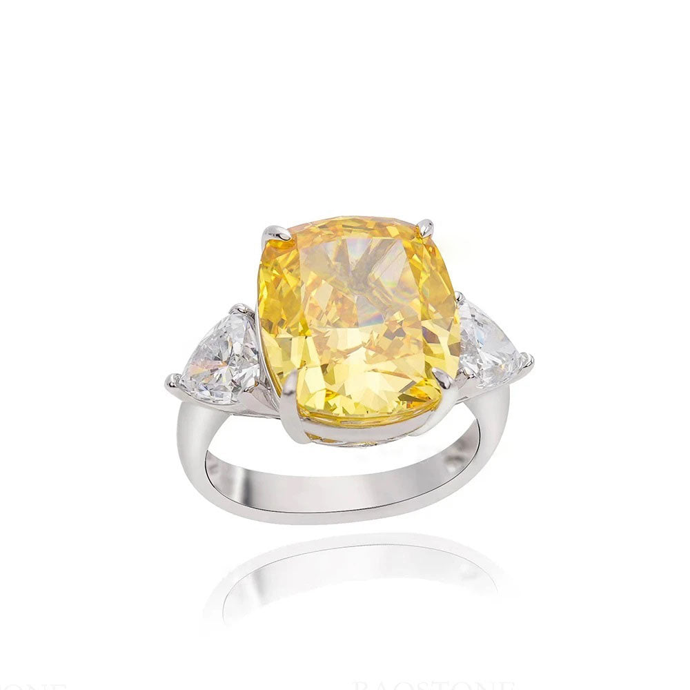 AuraBelle 925 Silver Setting Yellow Zirconia Ring